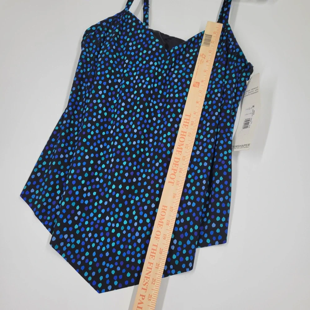 TRIMSHAPER Blue Multi Dot Tankini Swim Top Women's Size 12 NEW - Picture 7 of 8